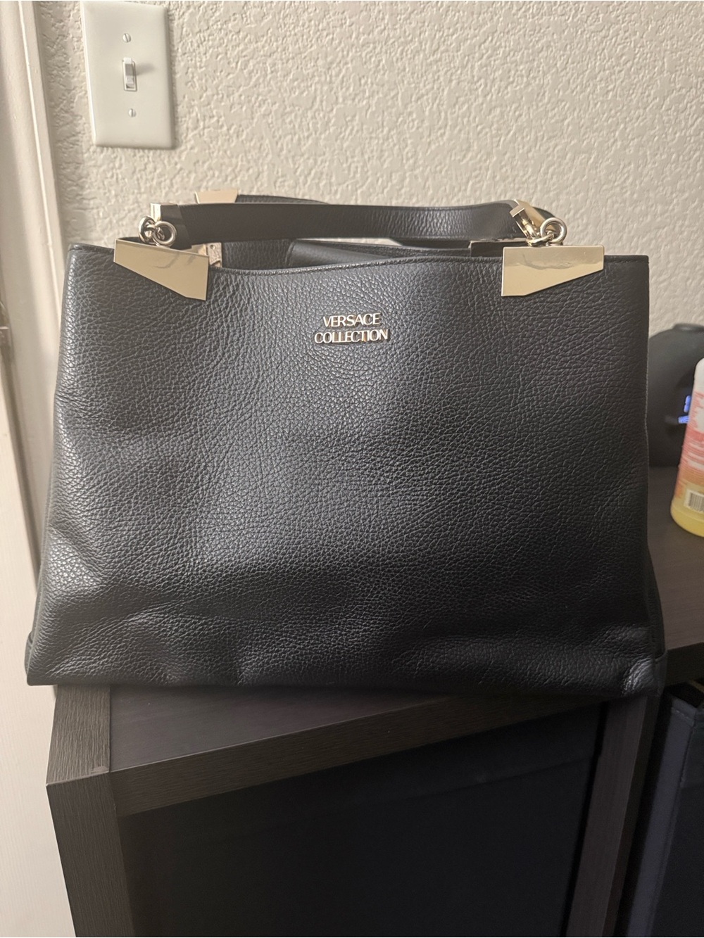 Versace Collection Black Tote with Gold Accents